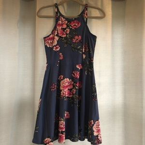 Blue Flowery Casual Dress